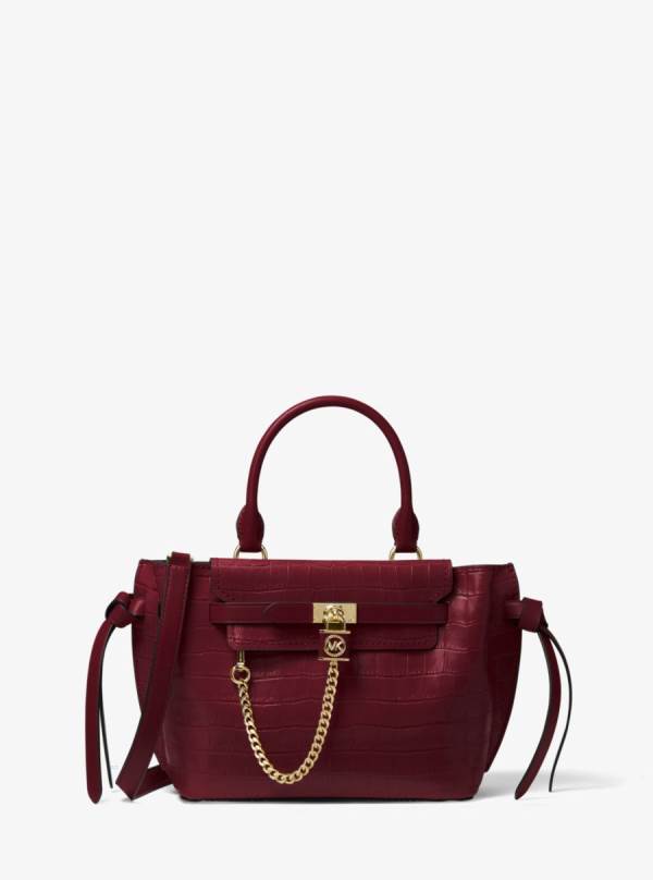 Damske Satchel Taske Michael Kors Hamilton Legacy Small Crocodile Embossed Leather Belted Bordove - Kabelky Michael Kors Vypredaj | QUXYZ-6241